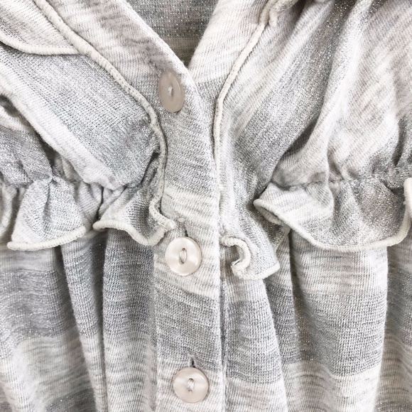 Anthropologie LYB Grey and Silver Ruffled Top - Picture 3 of 6